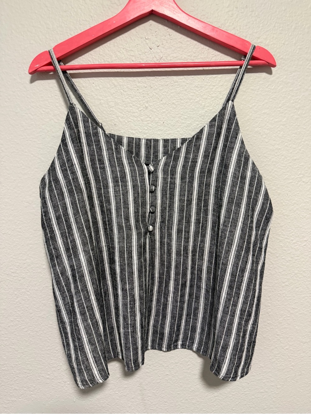Abound Black and White Striped Button-Front Spaghetti Strap‎ Camisole